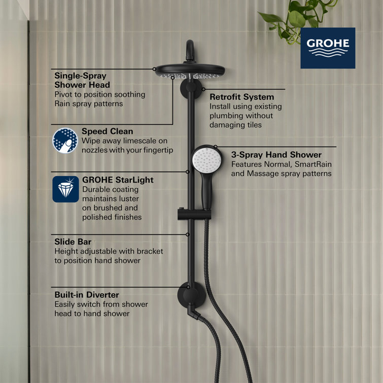 Starlight Chrome Adjustable Multi-Head Rain Shower System