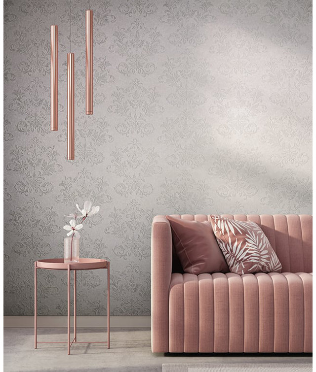 Gray Embossed Damask Non-Pasted Wallpaper Roll