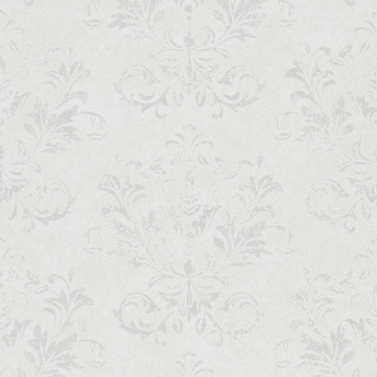 Gray Embossed Damask Non-Pasted Wallpaper Roll