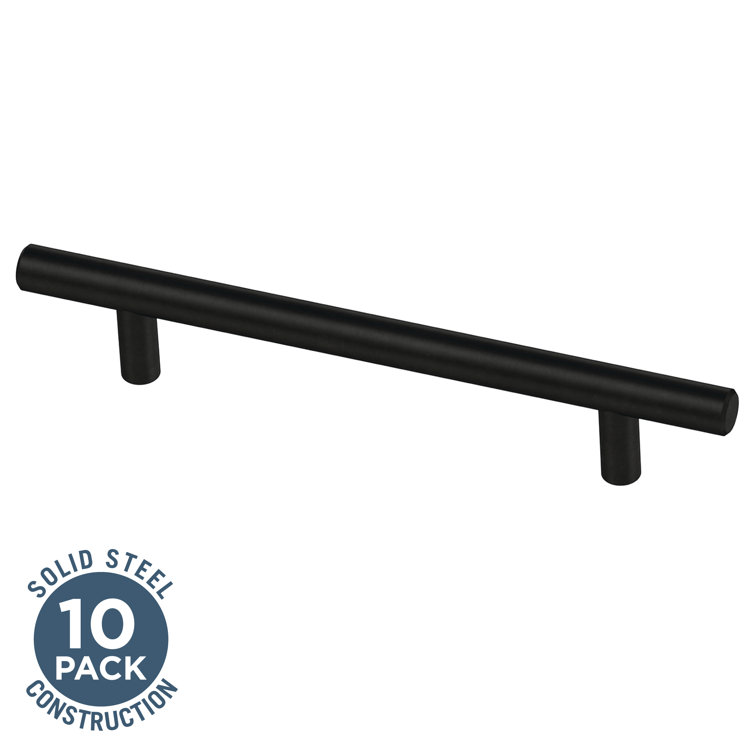 Matte Black 3-Inch Solid Steel Bar Drawer Pulls (10-Pack)