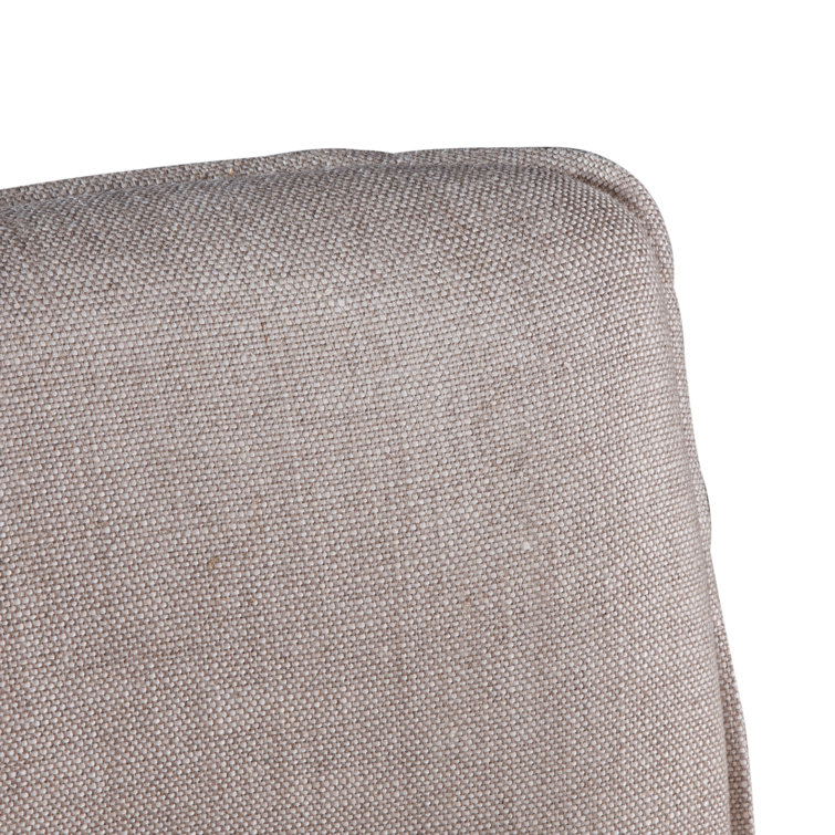 Beige Linen Upholstered Side Chair with Dark Wood Legs
