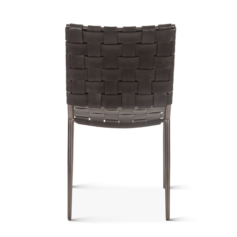 Copenhagen Black Braided Leather and Iron Dining Chair