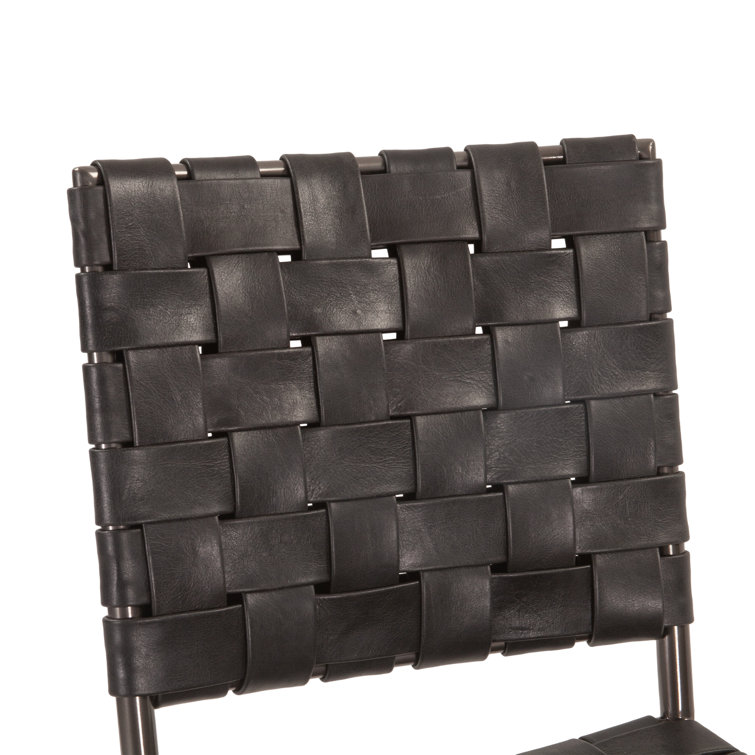 Copenhagen Black Braided Leather and Iron Dining Chair