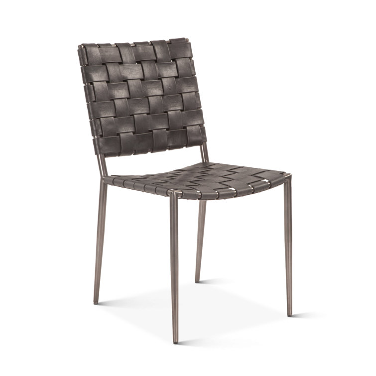 Copenhagen Black Braided Leather and Iron Dining Chair