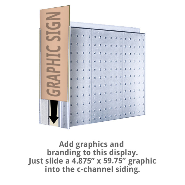 Clear Acrylic Two-Sided Pegboard Floor Display with Wheeled Base