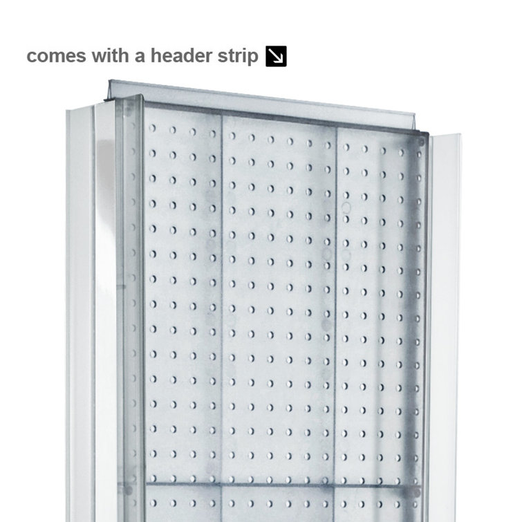 White Two-Sided Pegboard Floor Display with Revolving Base