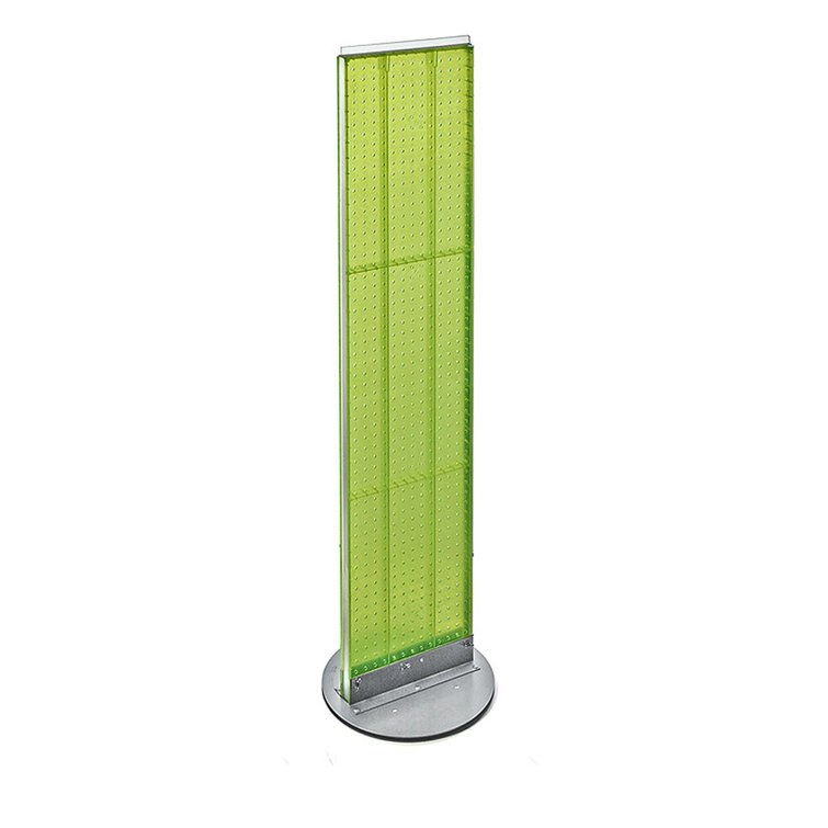 Green Styrene Pegboard Floor Display with Revolving Base
