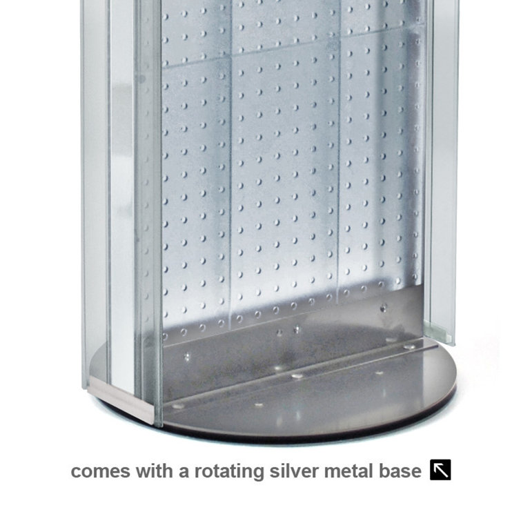 White Two-Sided Pegboard Floor Display with Revolving Base