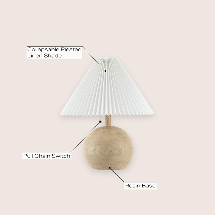 Natural Resin Table Lamp with White Linen Shade