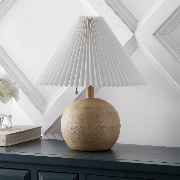 Natural Resin Table Lamp with White Linen Shade