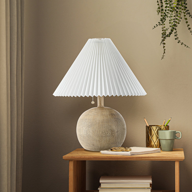 Natural Resin Table Lamp with White Linen Shade