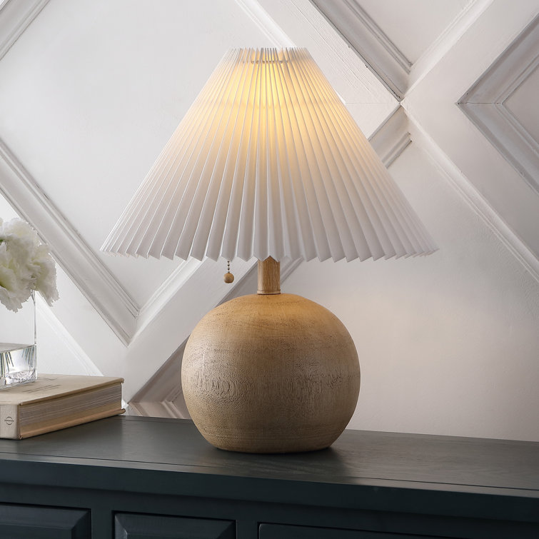 Natural Resin Table Lamp with White Linen Shade