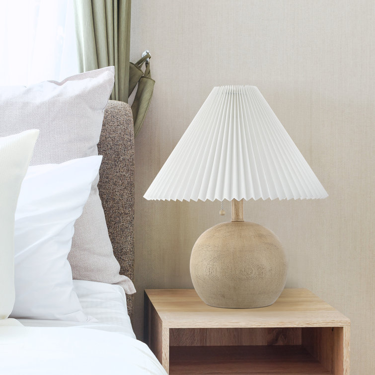 Natural Resin Table Lamp with White Linen Shade