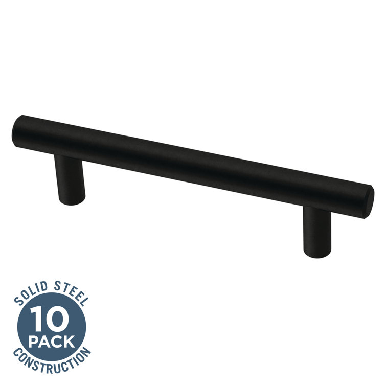 Matte Black 3-Inch Solid Steel Bar Drawer Pulls (10-Pack)