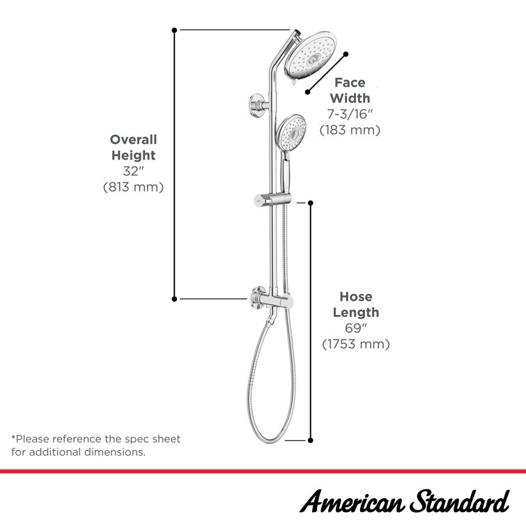 Polished Chrome Adjustable Dual Shower System with Handheld and Rain Heads