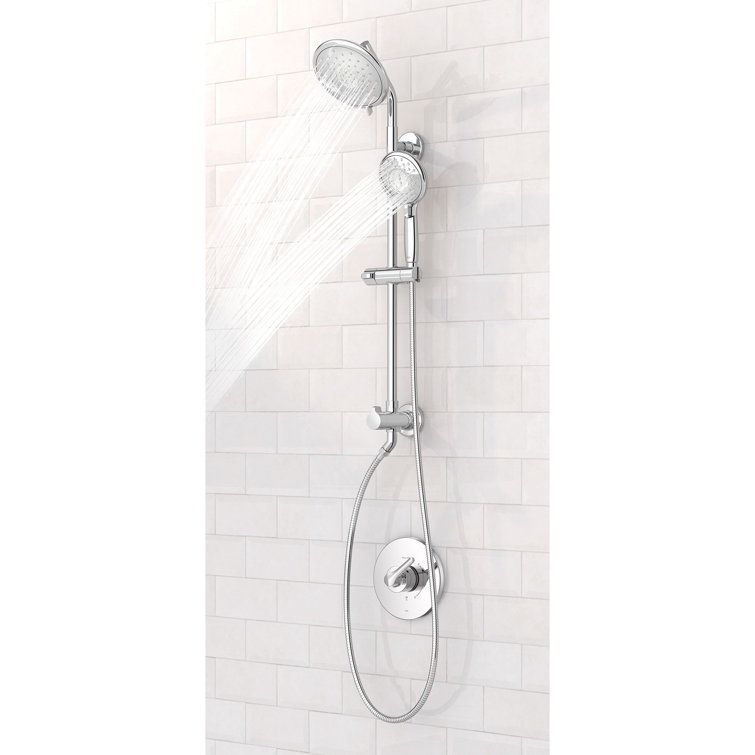 Polished Chrome Adjustable Dual Shower System with Handheld and Rain Heads