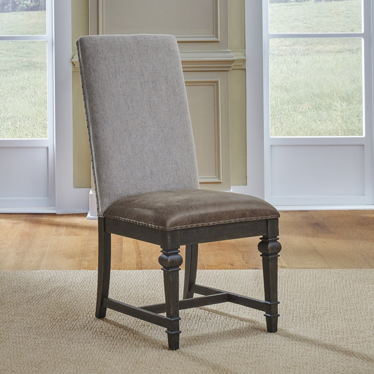 Saddle Brown Faux Leather Upholstered Ladderback Side Chair
