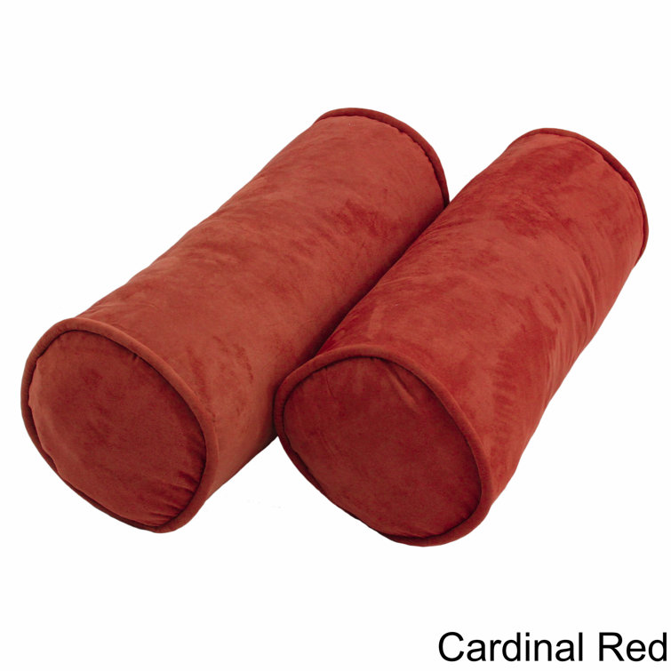 Cardinal Red Microsuede Bolster Pillow Set