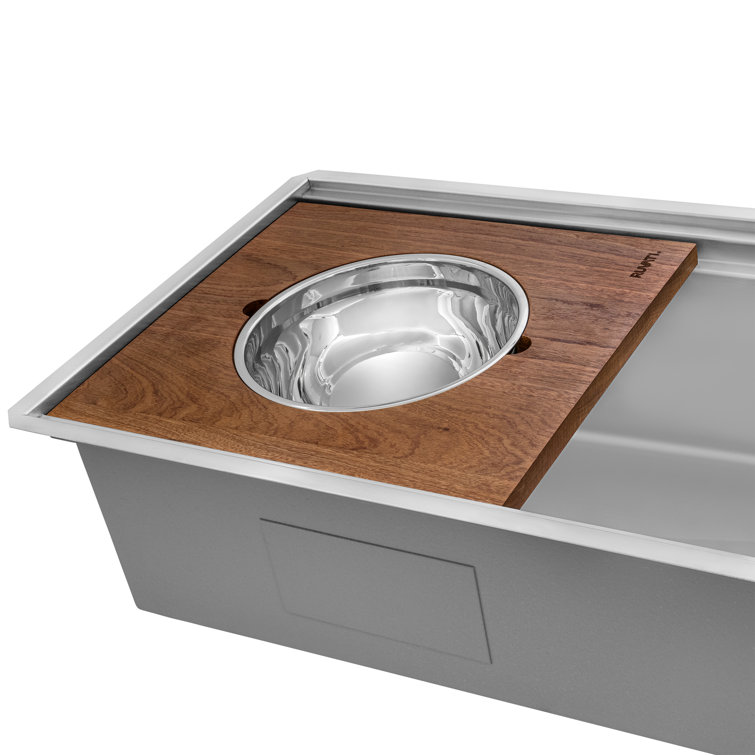 45-Inch Stainless Steel Workstation Sink with Hardwood Accessories