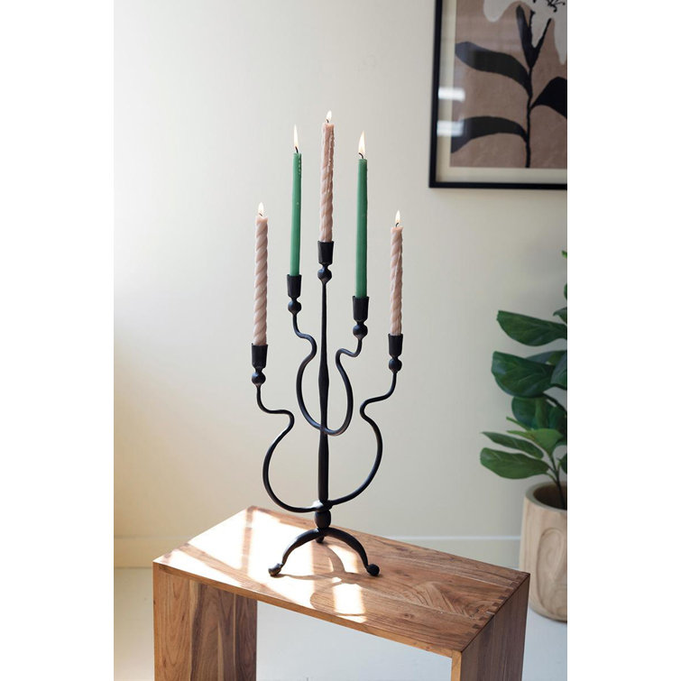 Handmade Black Iron 24'' Tabletop Candelabra for Taper Candles