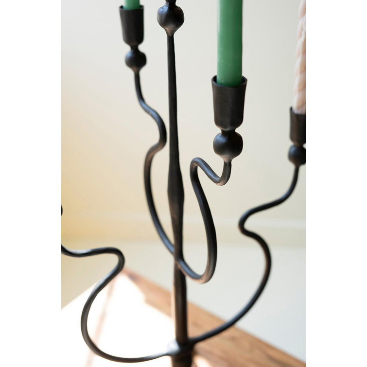 Handmade Black Iron 24'' Tabletop Candelabra for Taper Candles