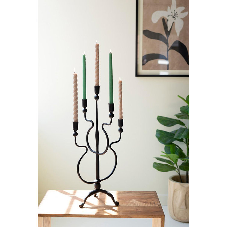 Handmade Black Iron 24'' Tabletop Candelabra for Taper Candles