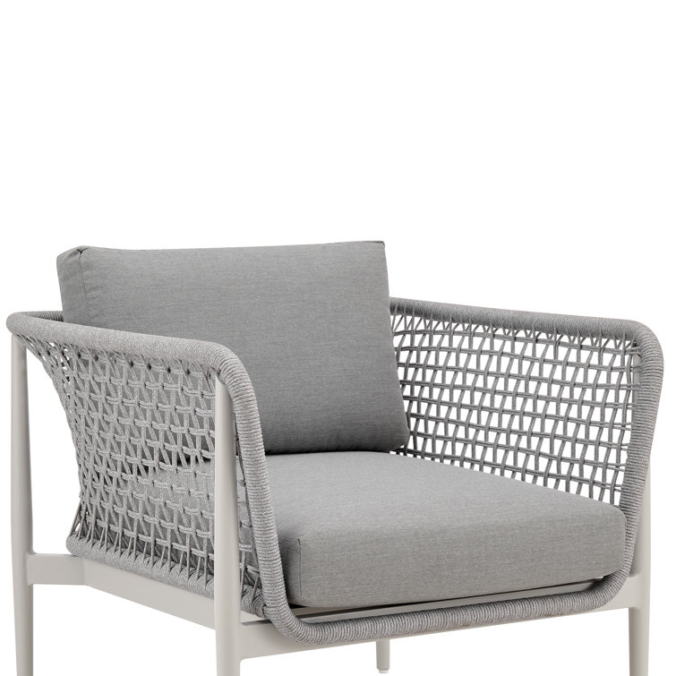 Gray Metal Armchair with Removable Cushions
