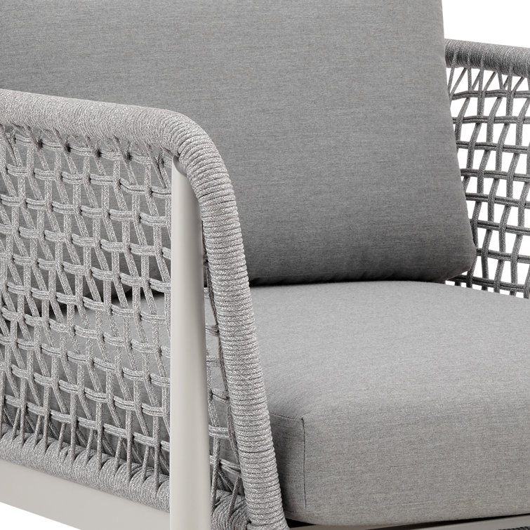 Gray Metal Armchair with Removable Cushions