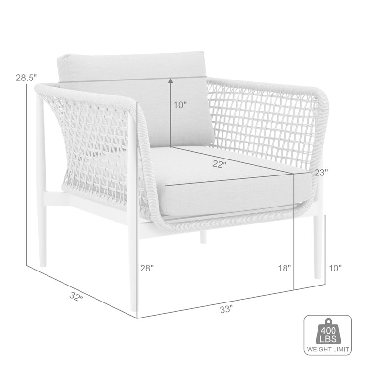 Gray Metal Armchair with Removable Cushions
