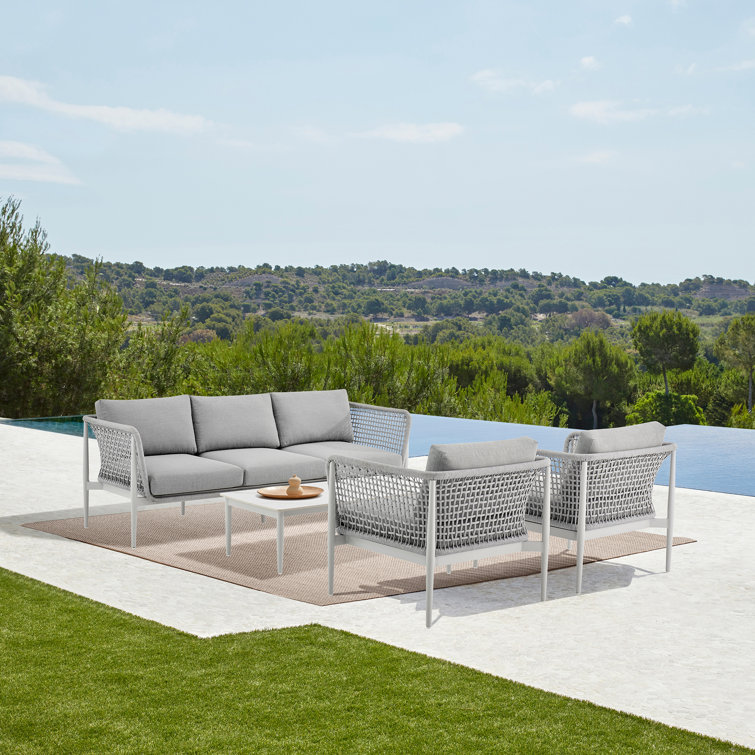 Gray Metal Armchair with Removable Cushions
