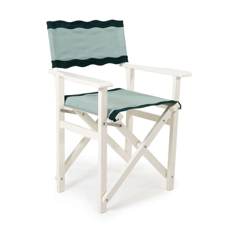 White and Green Hardwood Folding Director's Chair