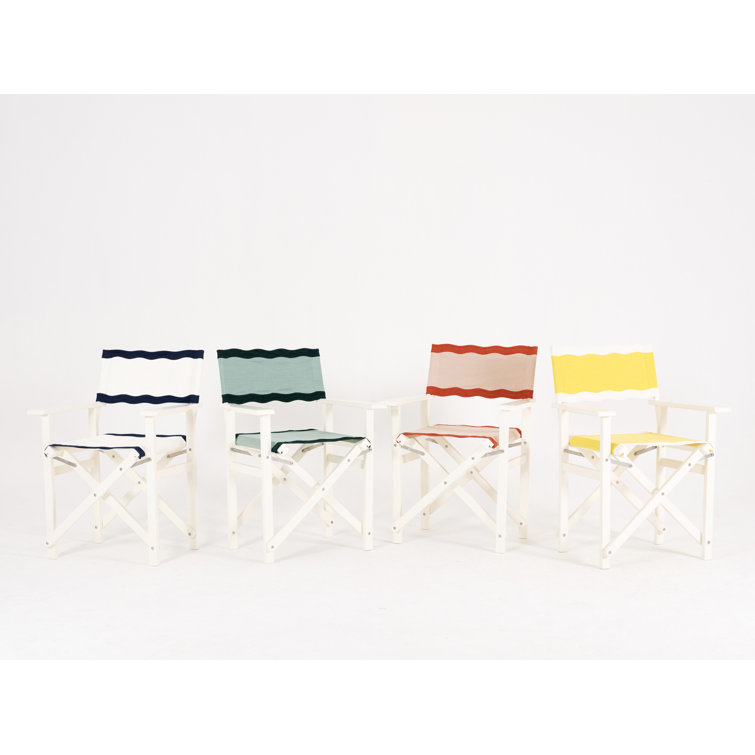White and Green Hardwood Folding Director's Chair
