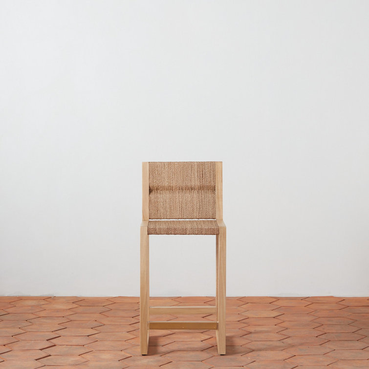 Natural Beech Wood and Woven Seagrass Counter Stool