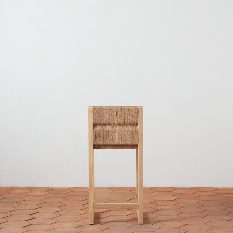 Natural Beech Wood and Woven Seagrass Counter Stool
