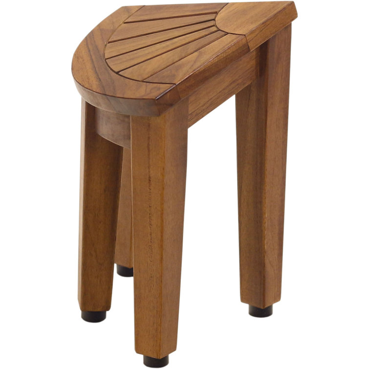 Teak Wood Angled Corner Shower Bench with Teak Oil Finish