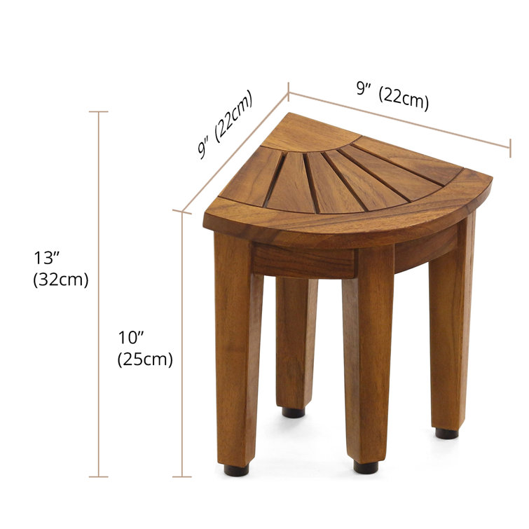 Teak Wood Angled Corner Shower Bench with Teak Oil Finish