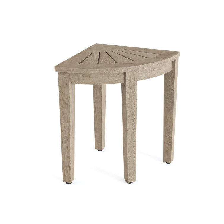 Gray Teak Corner Shower Bench with Elevated Height