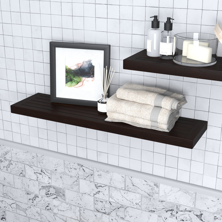 Obi 36" Gray Teak Floating Wall Shelf