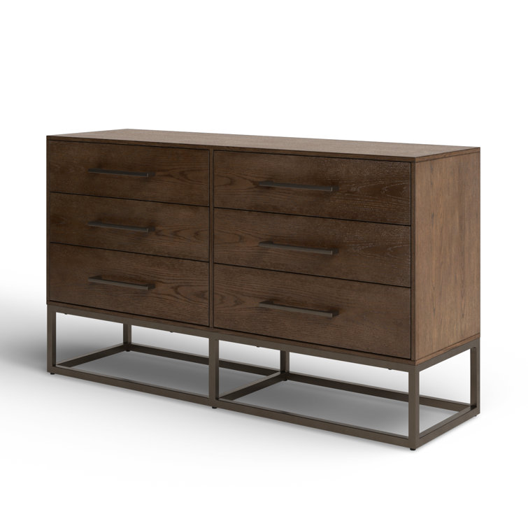 Estelle Ash Brown and Gunmetal Modern 6-Drawer Dresser