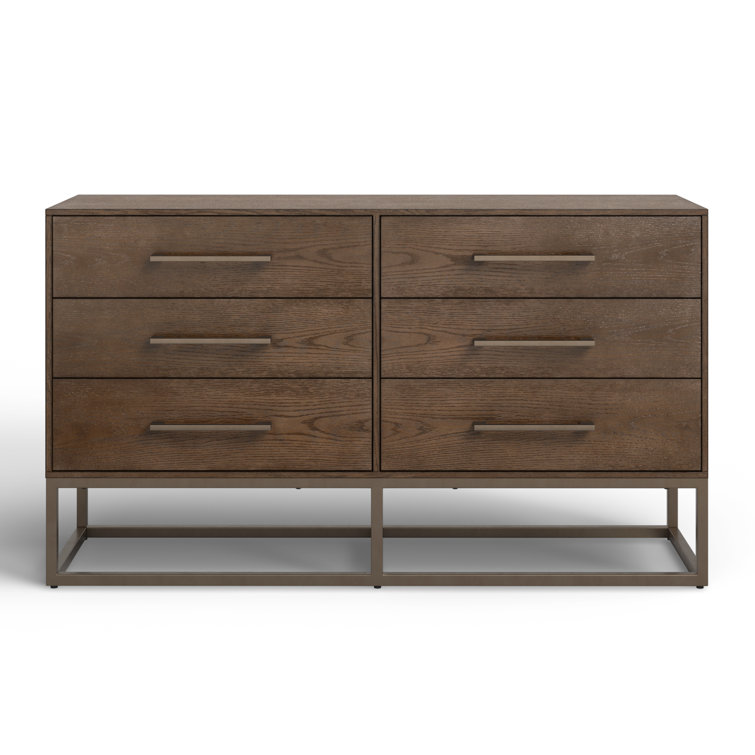 Estelle Ash Brown and Gunmetal Modern 6-Drawer Dresser