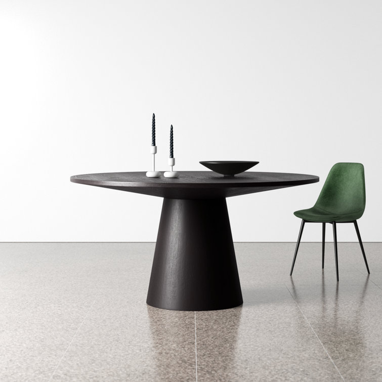 Vintage Black Round Pedestal Dining Table with Reclaimed Wood