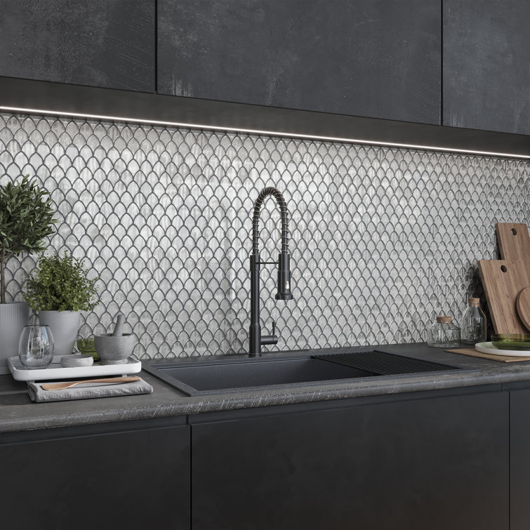 Majeste Silver Glass Fish Scale Mosaic Tile