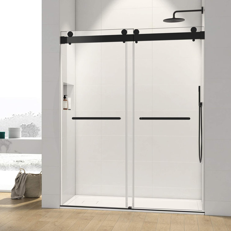 Matte Black 60" x 76" Frameless Double Sliding Shower Door