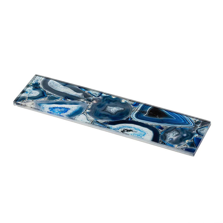 12" x 3" Glossy Blue Glass Subway Wall Tile