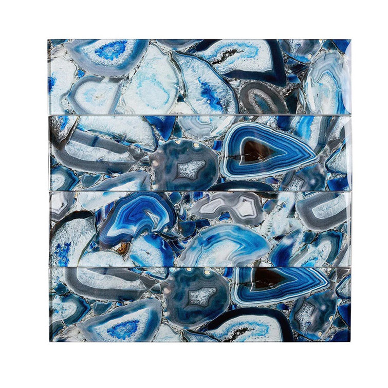 12" x 3" Glossy Blue Glass Subway Wall Tile