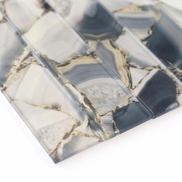 Carnelian 3" x 12" Glossy Gray Glass Subway Tile