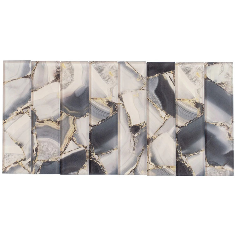 Carnelian 3" x 12" Glossy Gray Glass Subway Tile