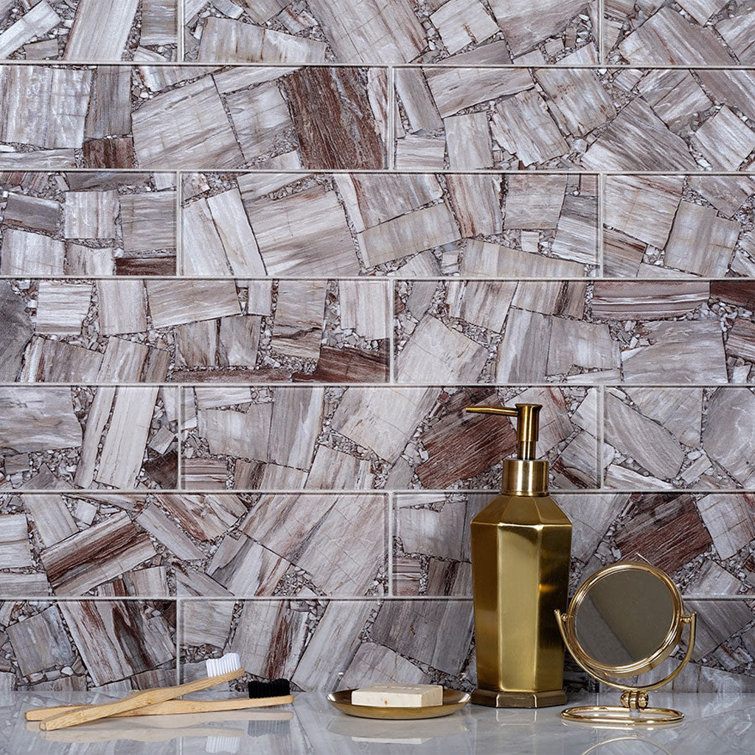 Carnelian 3" x 12" Glossy Brown Glass Subway Tile