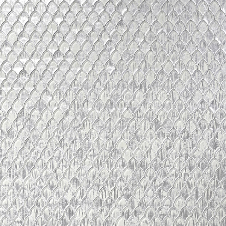 Majeste Silver Glass Fish Scale Mosaic Tile