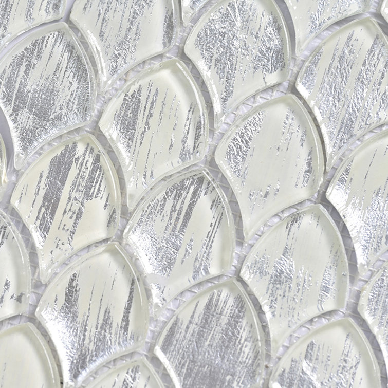 Majeste Silver Glass Fish Scale Mosaic Tile